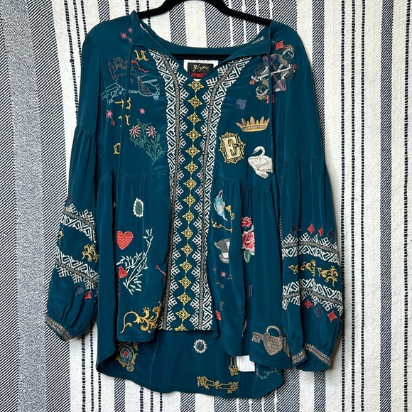 BIYA Johnny Was Wonder Silk Embroidered Blouse - Picture 3 of 7